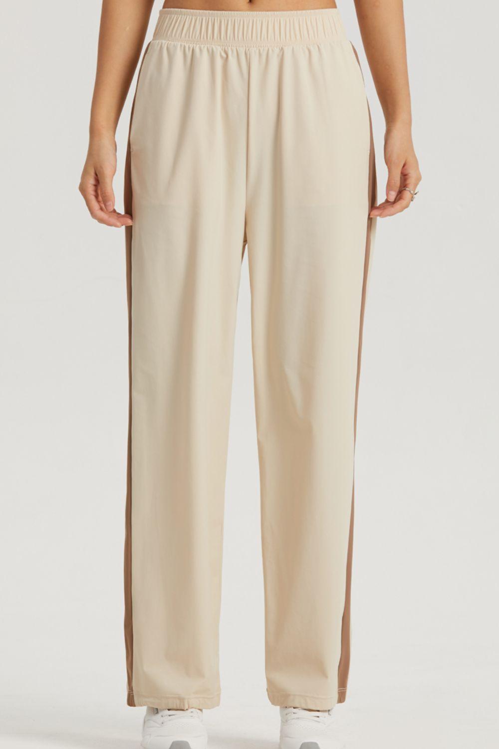 Side Stripe Elastic Waist Sports Pants - Immenzive