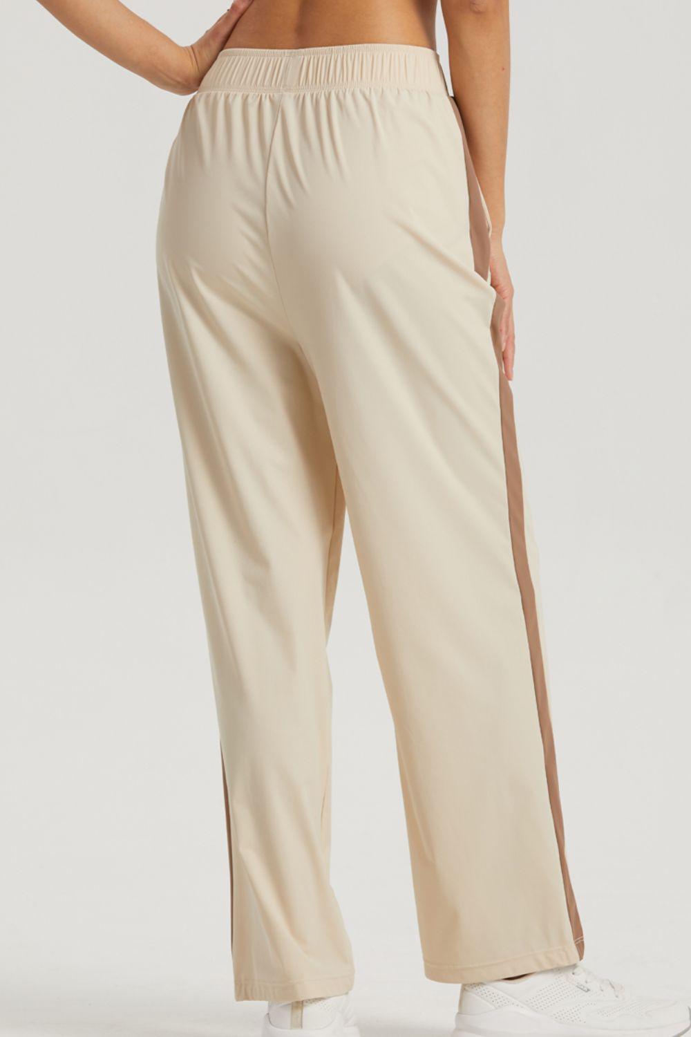 Side Stripe Elastic Waist Sports Pants - Immenzive