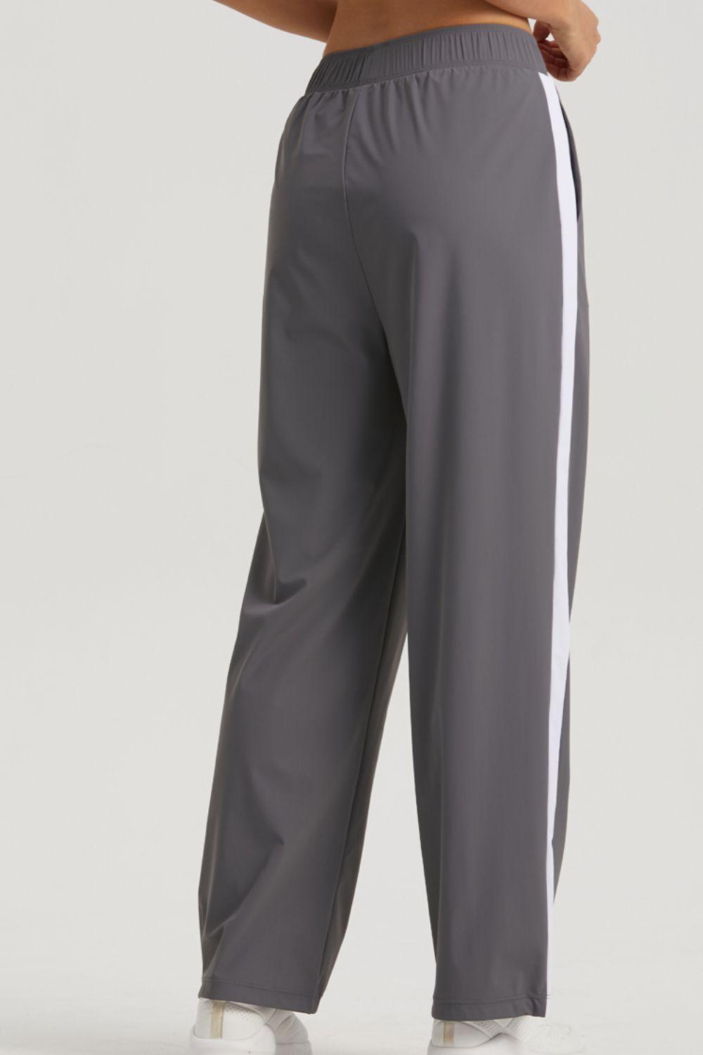 Side Stripe Elastic Waist Sports Pants - Immenzive