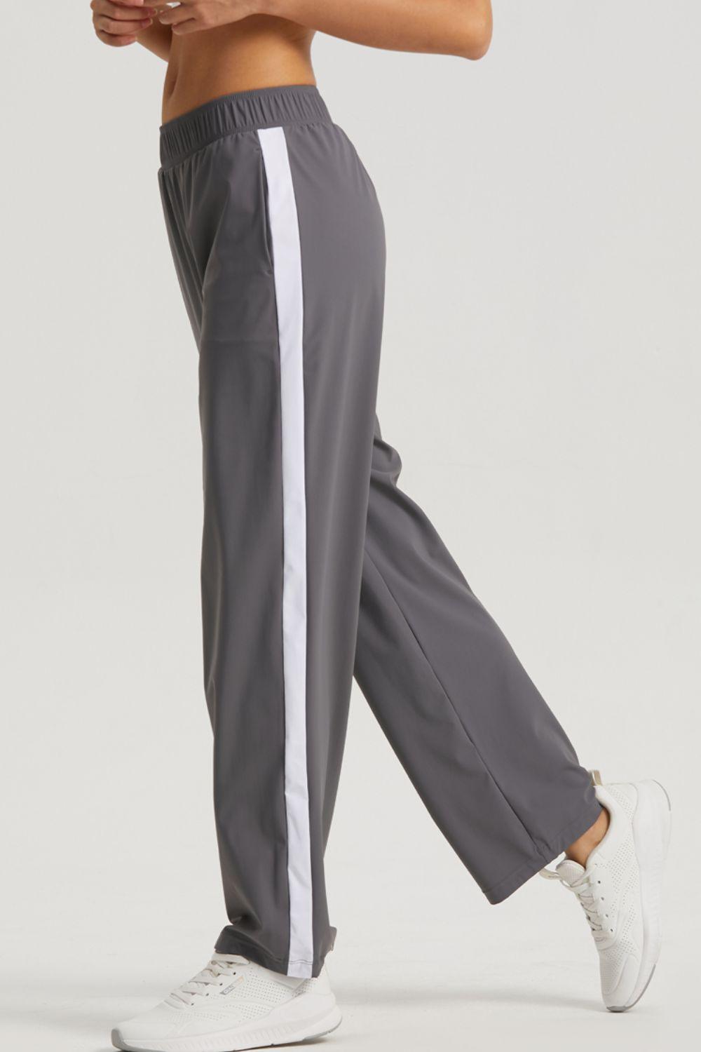 Side Stripe Elastic Waist Sports Pants - Immenzive