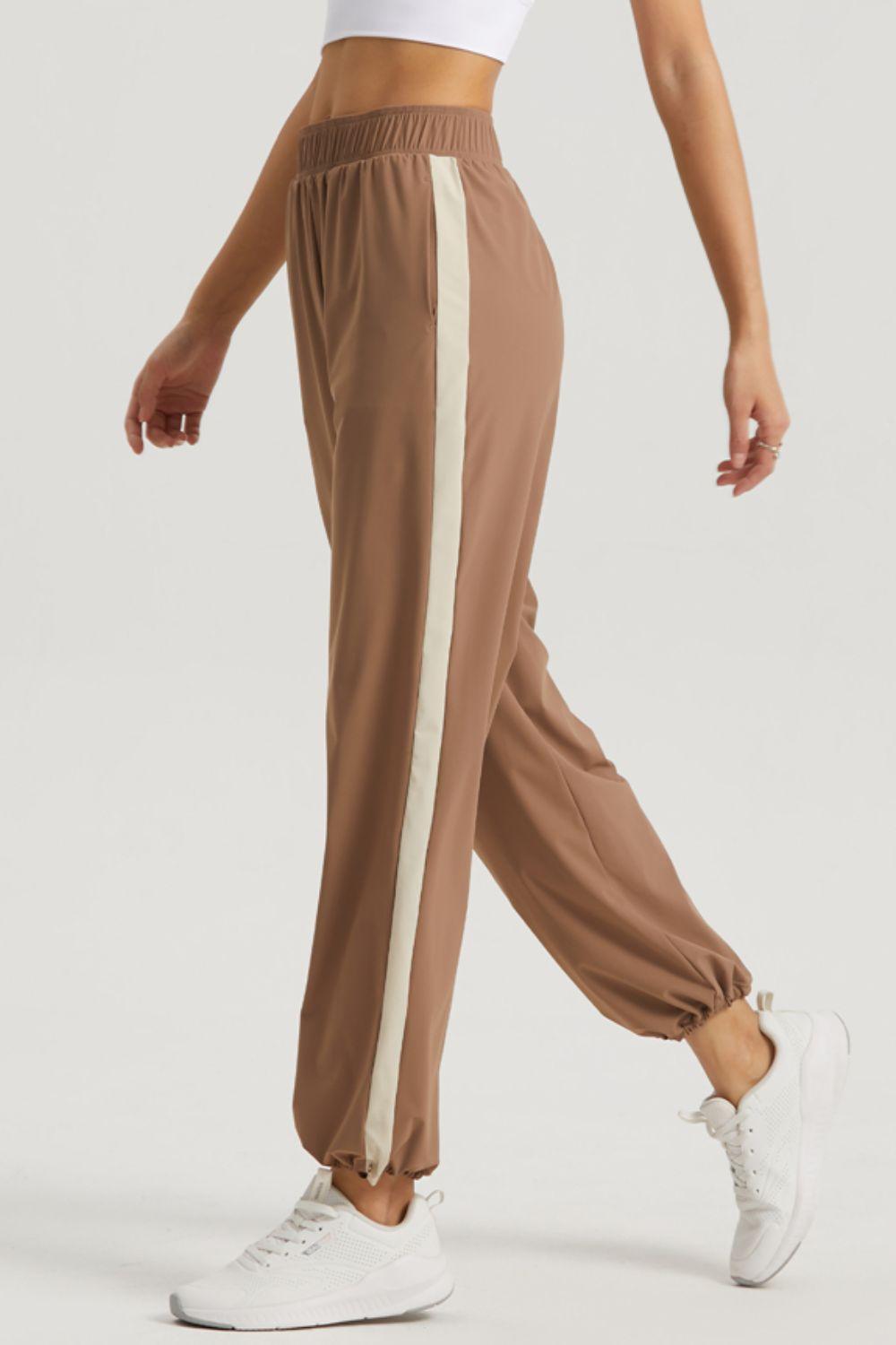 Side Stripe Elastic Waist Sports Pants - Immenzive
