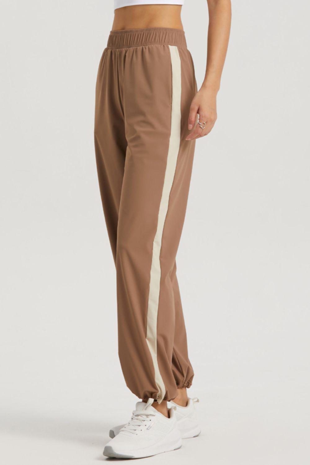 Side Stripe Elastic Waist Sports Pants - Immenzive