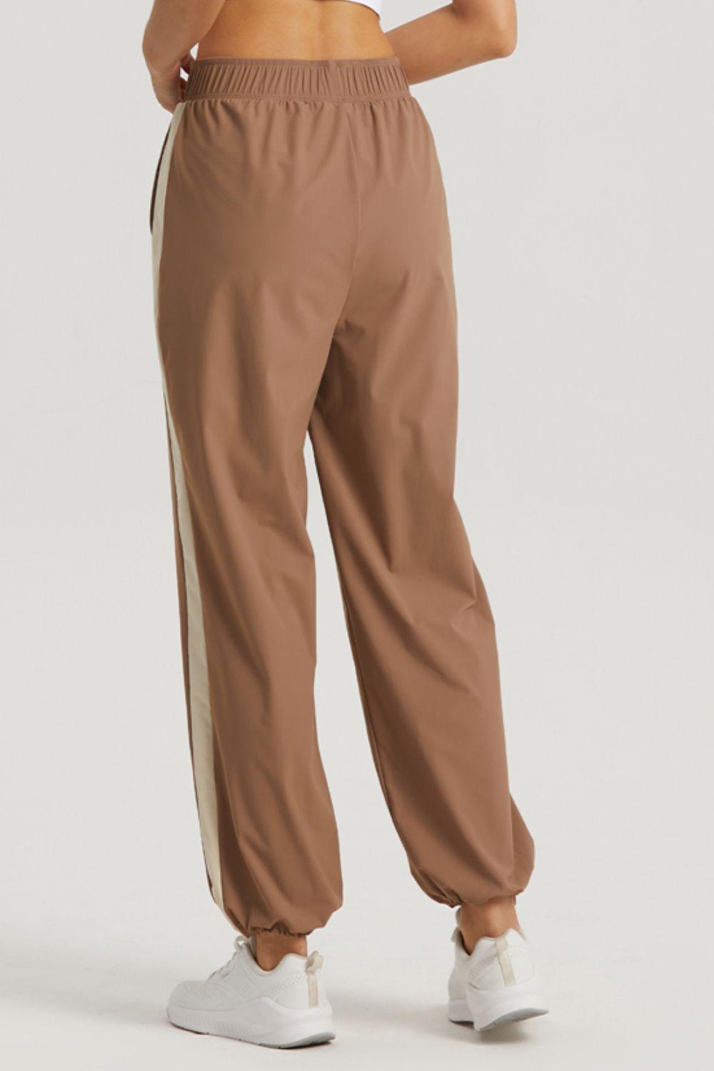Side Stripe Elastic Waist Sports Pants - Immenzive