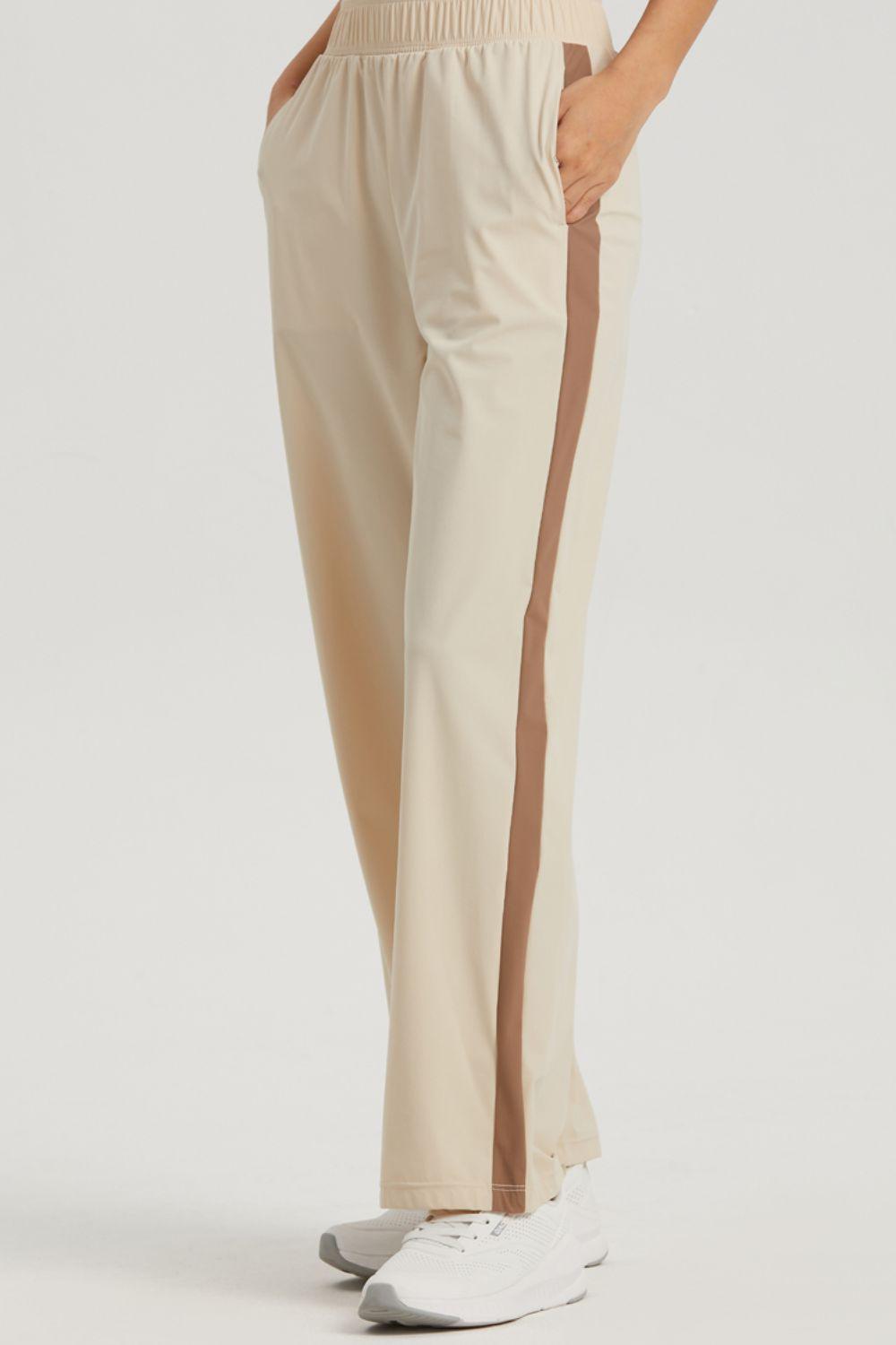 Side Stripe Elastic Waist Sports Pants - Immenzive