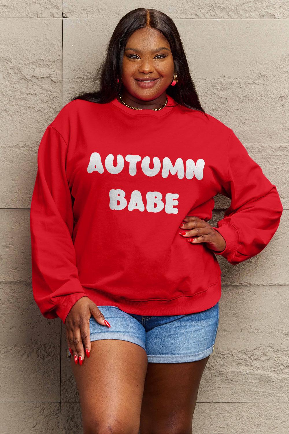 Simply Love Full Size AUTUMN BABE Graphic Sweatshirt - Immenzive