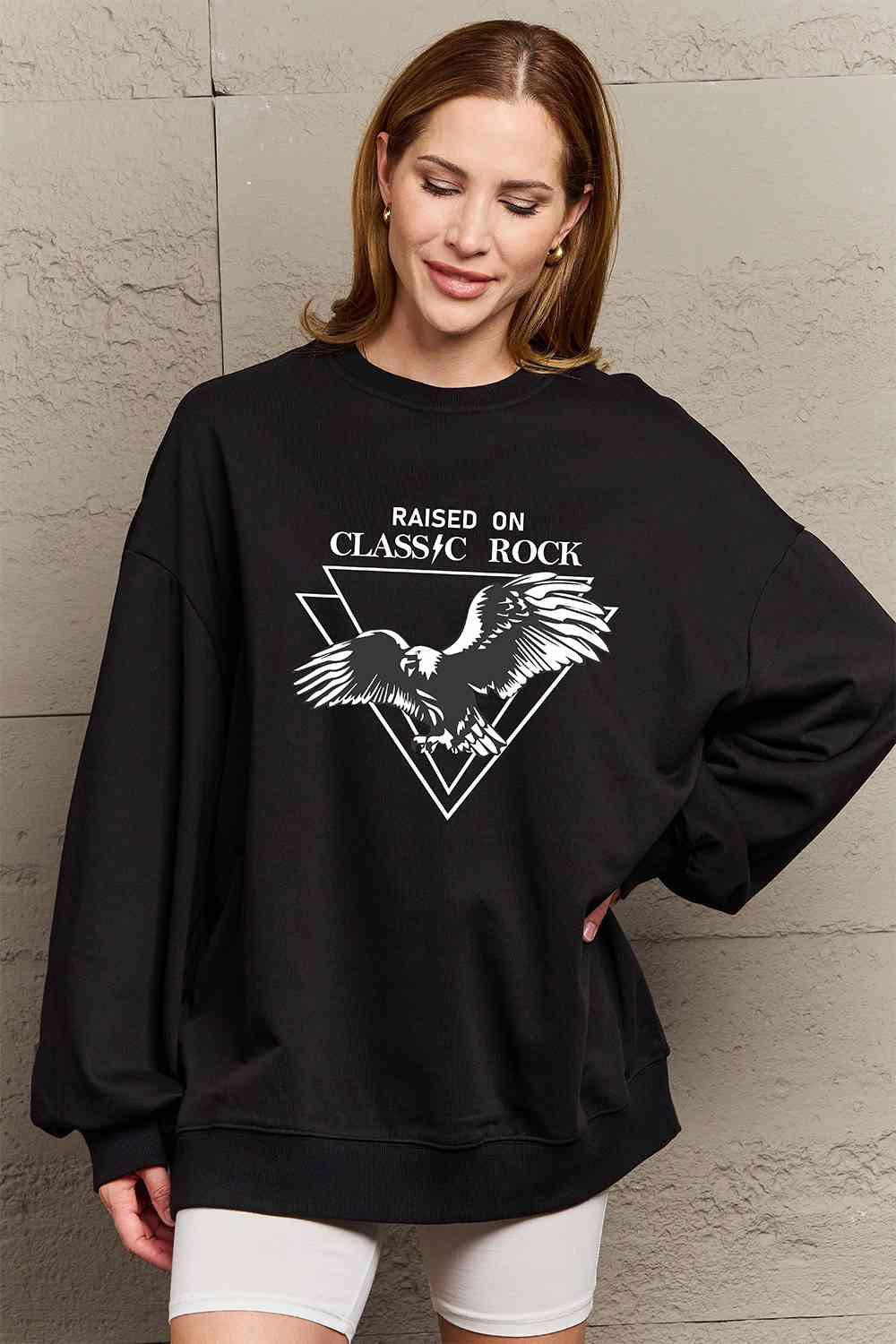 Simply Love Full Size Eagle Graphic Drop Shoulder Sweatshirt - Immenzive