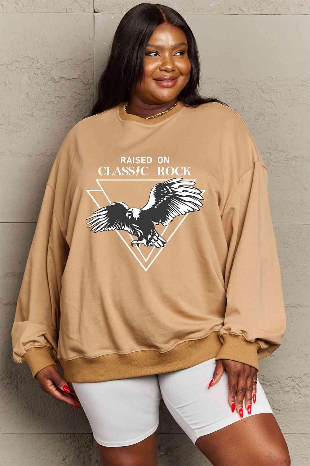 Simply Love Full Size Eagle Graphic Drop Shoulder Sweatshirt - Immenzive