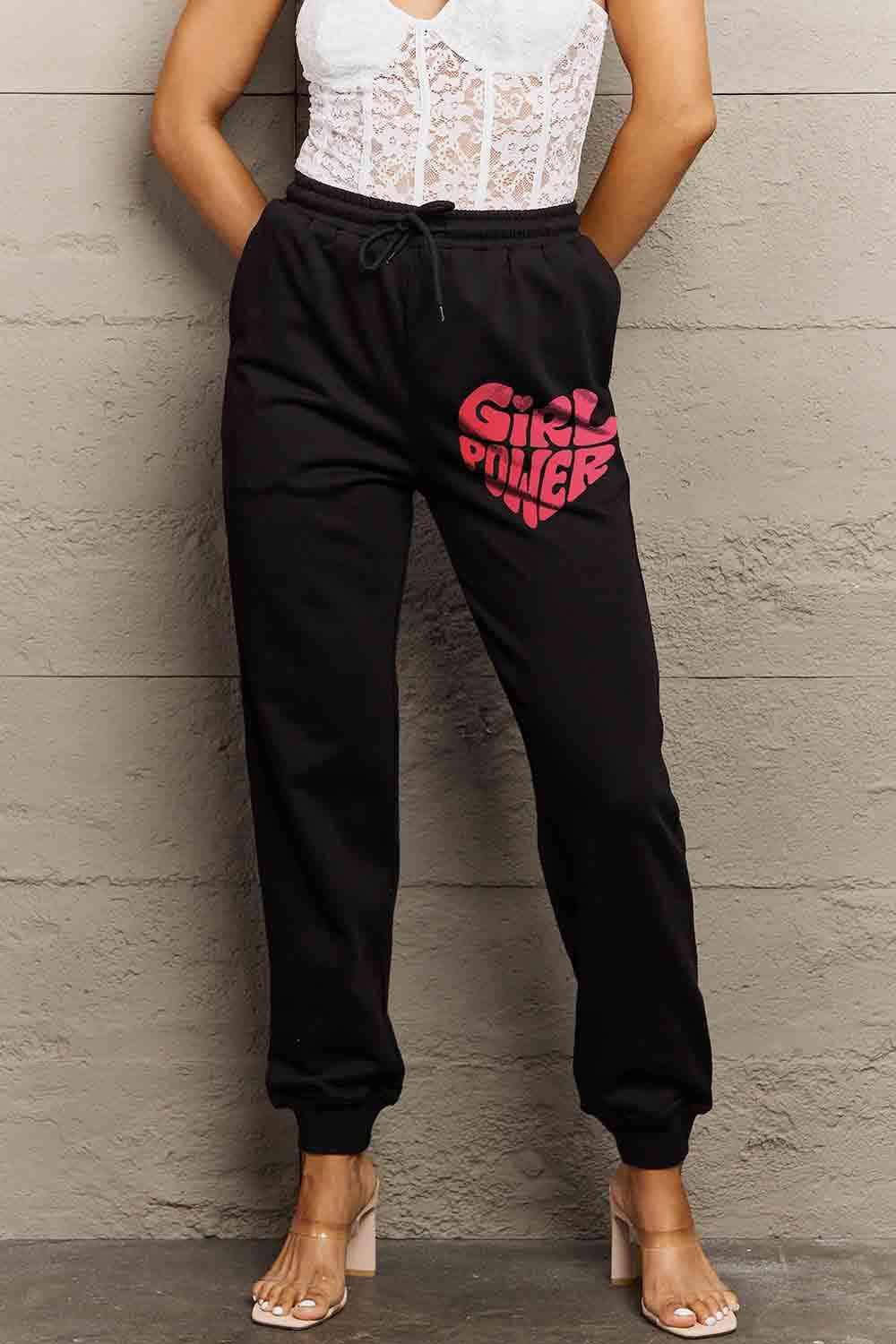 Simply Love Full Size GIRL POWER Graphic Sweatpants - Immenzive
