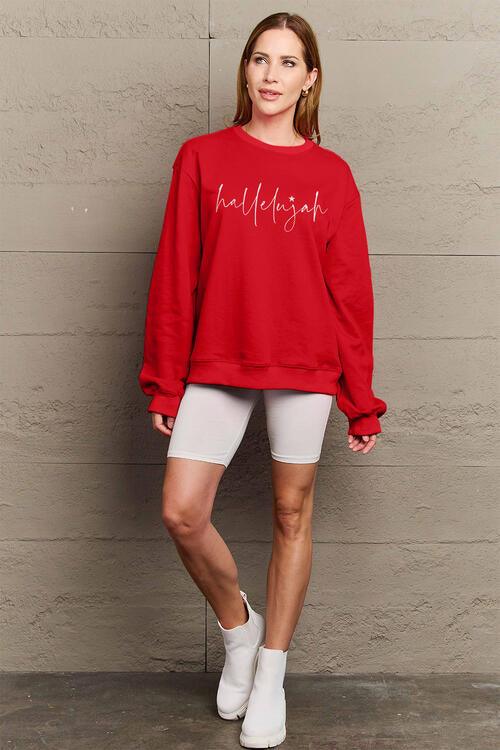 Simply Love Full Size Letter Graphic Long Sleeve Sweatshirt - Immenzive