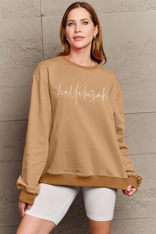 Simply Love Full Size Letter Graphic Long Sleeve Sweatshirt - Immenzive