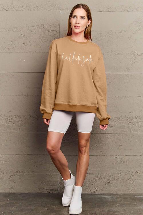 Simply Love Full Size Letter Graphic Long Sleeve Sweatshirt - Immenzive