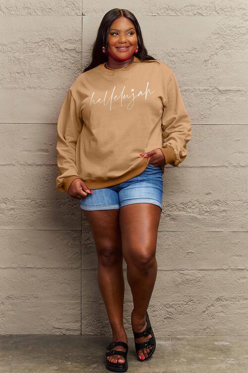 Simply Love Full Size Letter Graphic Long Sleeve Sweatshirt - Immenzive