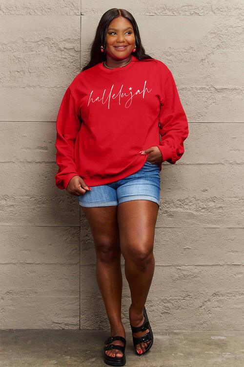 Simply Love Full Size Letter Graphic Long Sleeve Sweatshirt - Immenzive