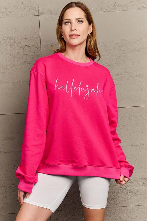 Simply Love Full Size Letter Graphic Long Sleeve Sweatshirt - Immenzive