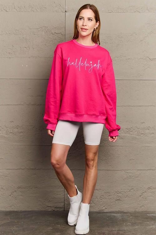 Simply Love Full Size Letter Graphic Long Sleeve Sweatshirt - Immenzive
