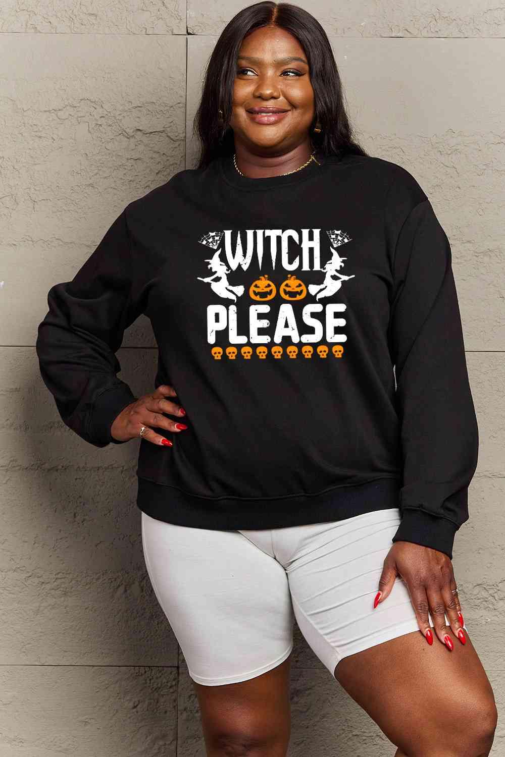 Simply Love Full Size WITCH PLEASE Graphic Sweatshirt - Immenzive