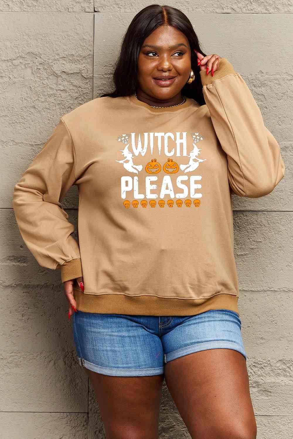 Simply Love Full Size WITCH PLEASE Graphic Sweatshirt - Immenzive