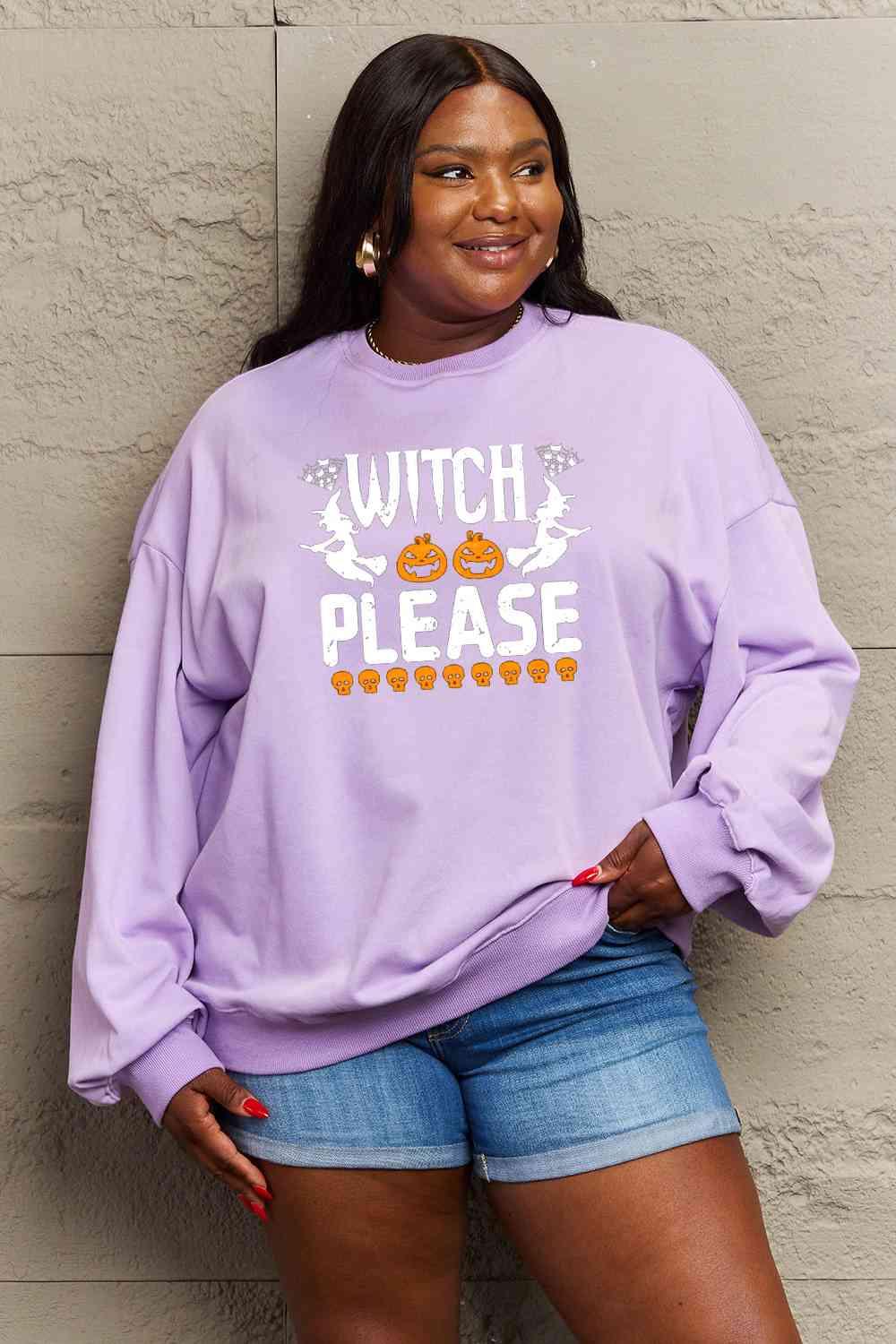 Simply Love Full Size WITCH PLEASE Graphic Sweatshirt - Immenzive