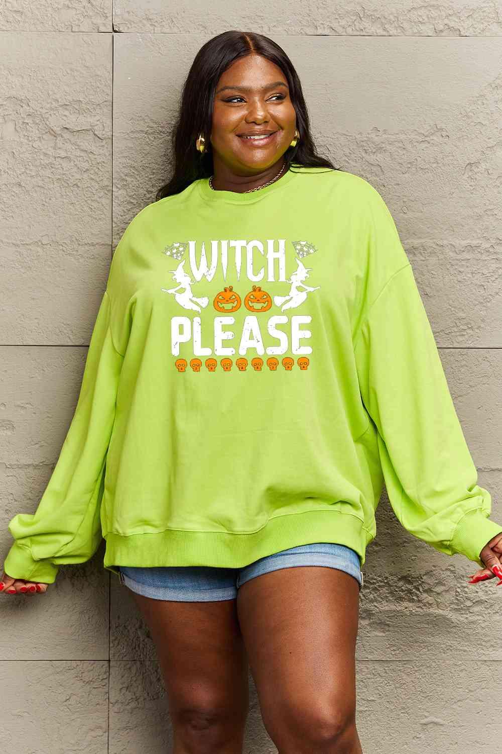 Simply Love Full Size WITCH PLEASE Graphic Sweatshirt - Immenzive