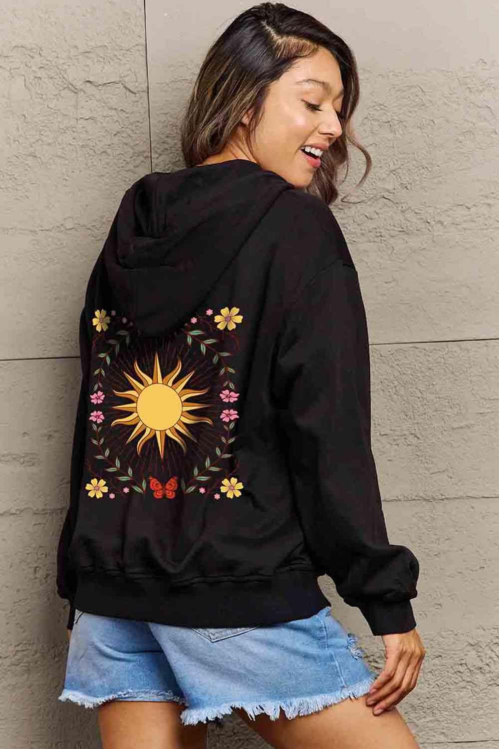 Simply Love Simply Love Full Size Sun Graphic Hooded Jacket - Immenzive