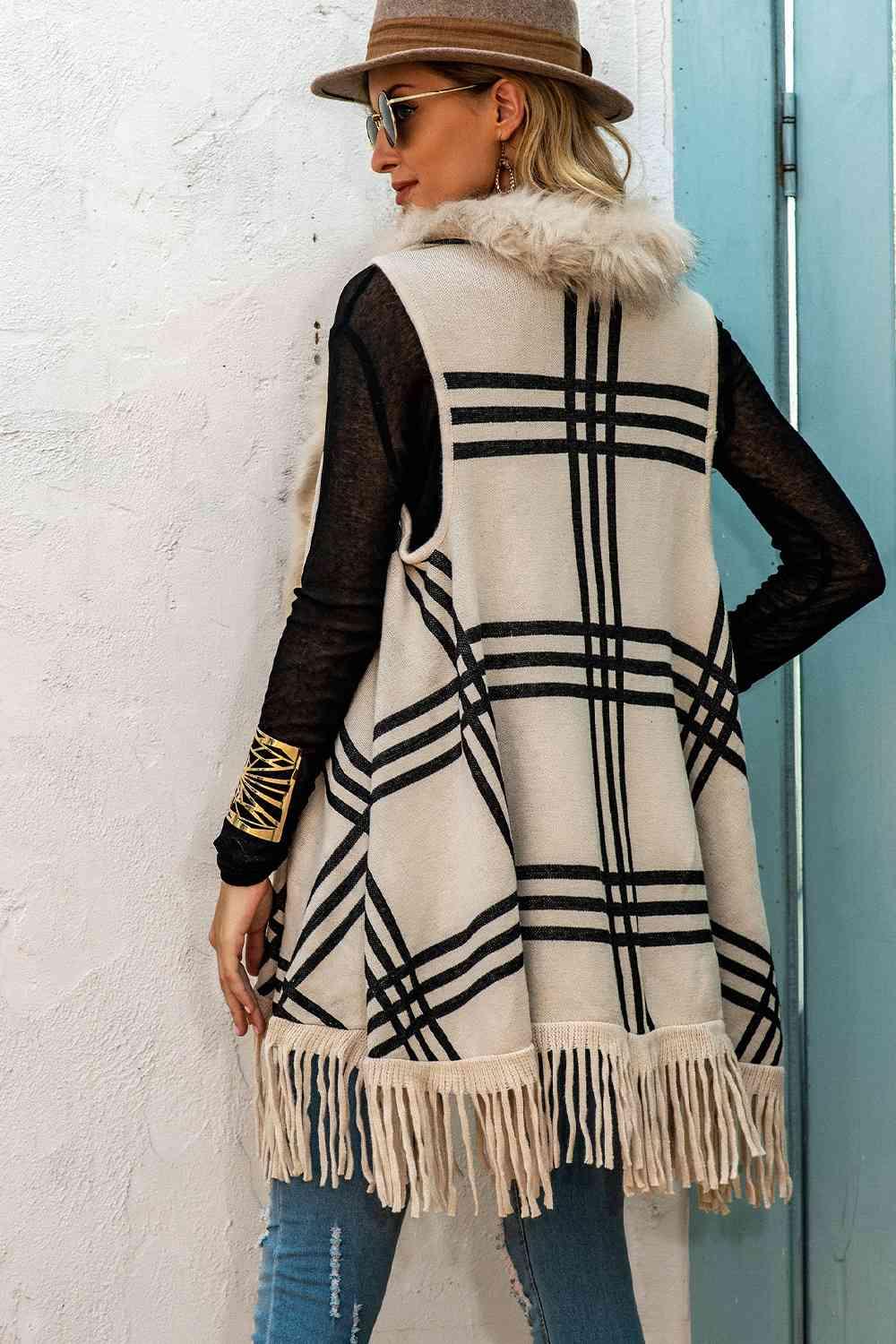 Sleeveless Fringe Detail Cardigan - Immenzive