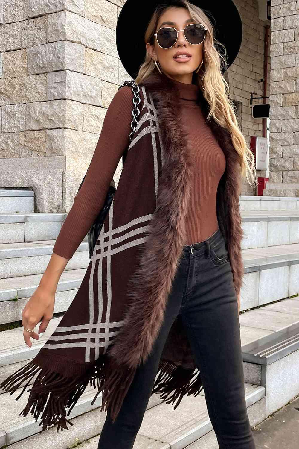 Sleeveless Fringe Detail Cardigan - Immenzive