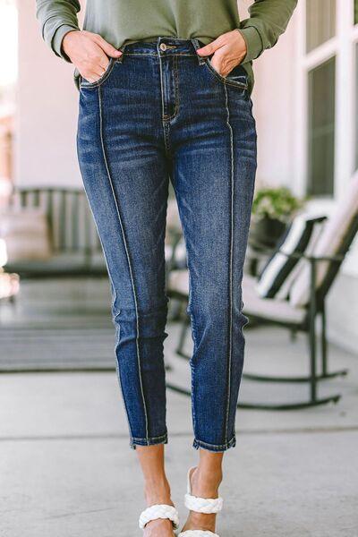 Slim Cropped Jeans with Pockets - Immenzive