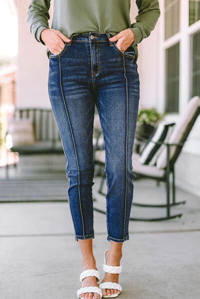 Slim Cropped Jeans with Pockets - Immenzive