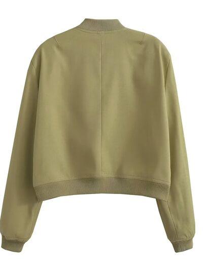 Snap Down Baseball Collar Long Sleeve Jacket - Immenzive