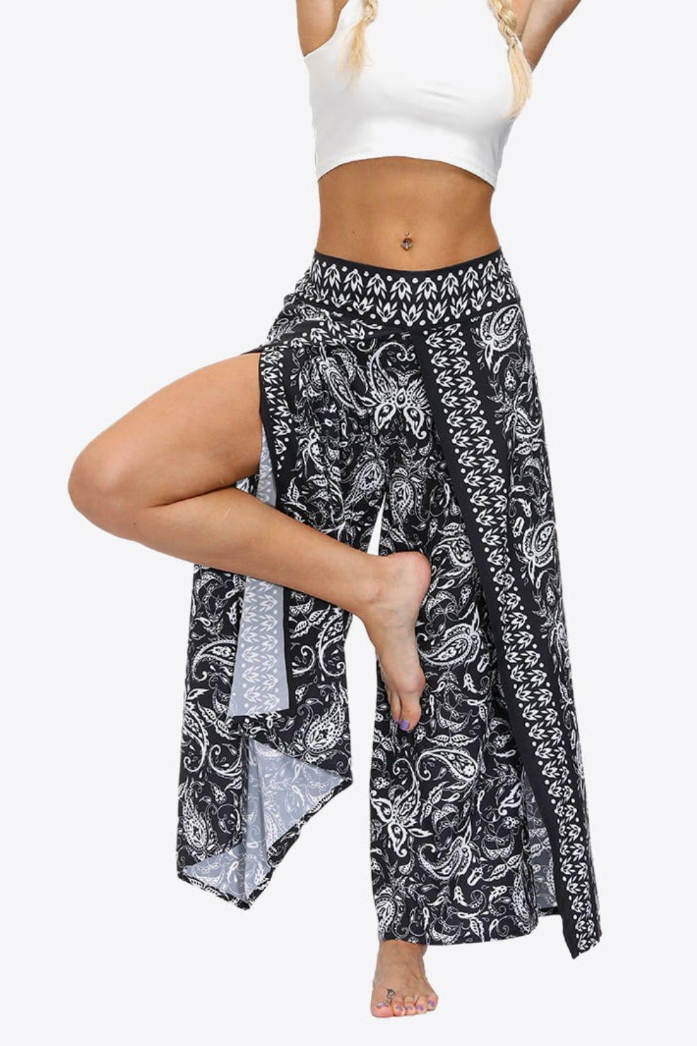 Split Wide Leg Long Pants - Immenzive