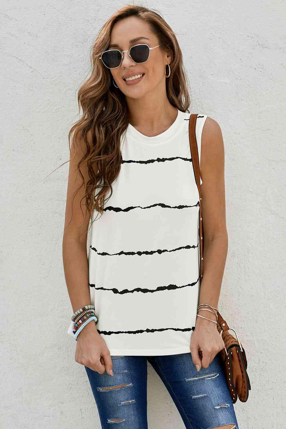 Striped Round Neck Tank - Immenzive