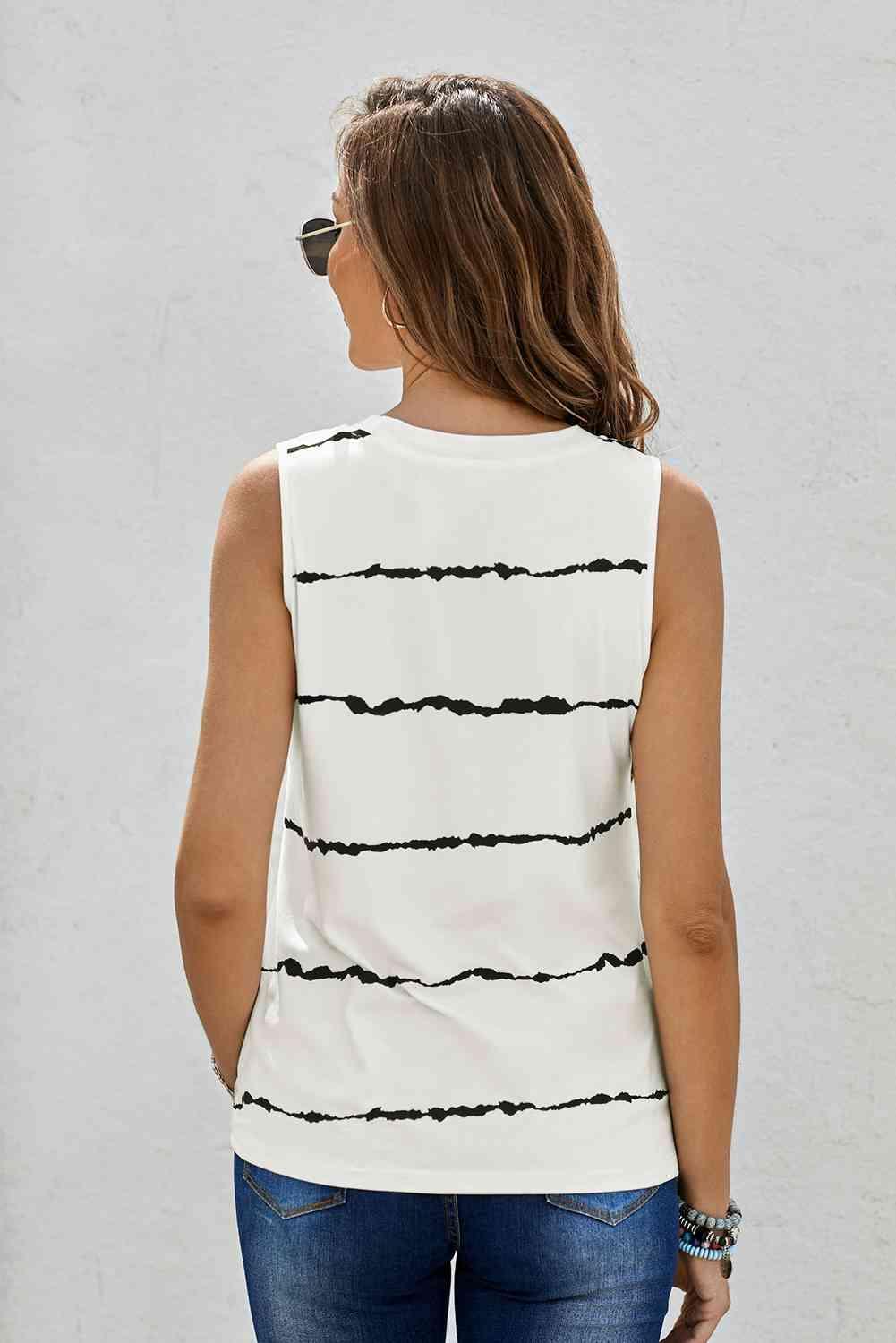 Striped Round Neck Tank - Immenzive