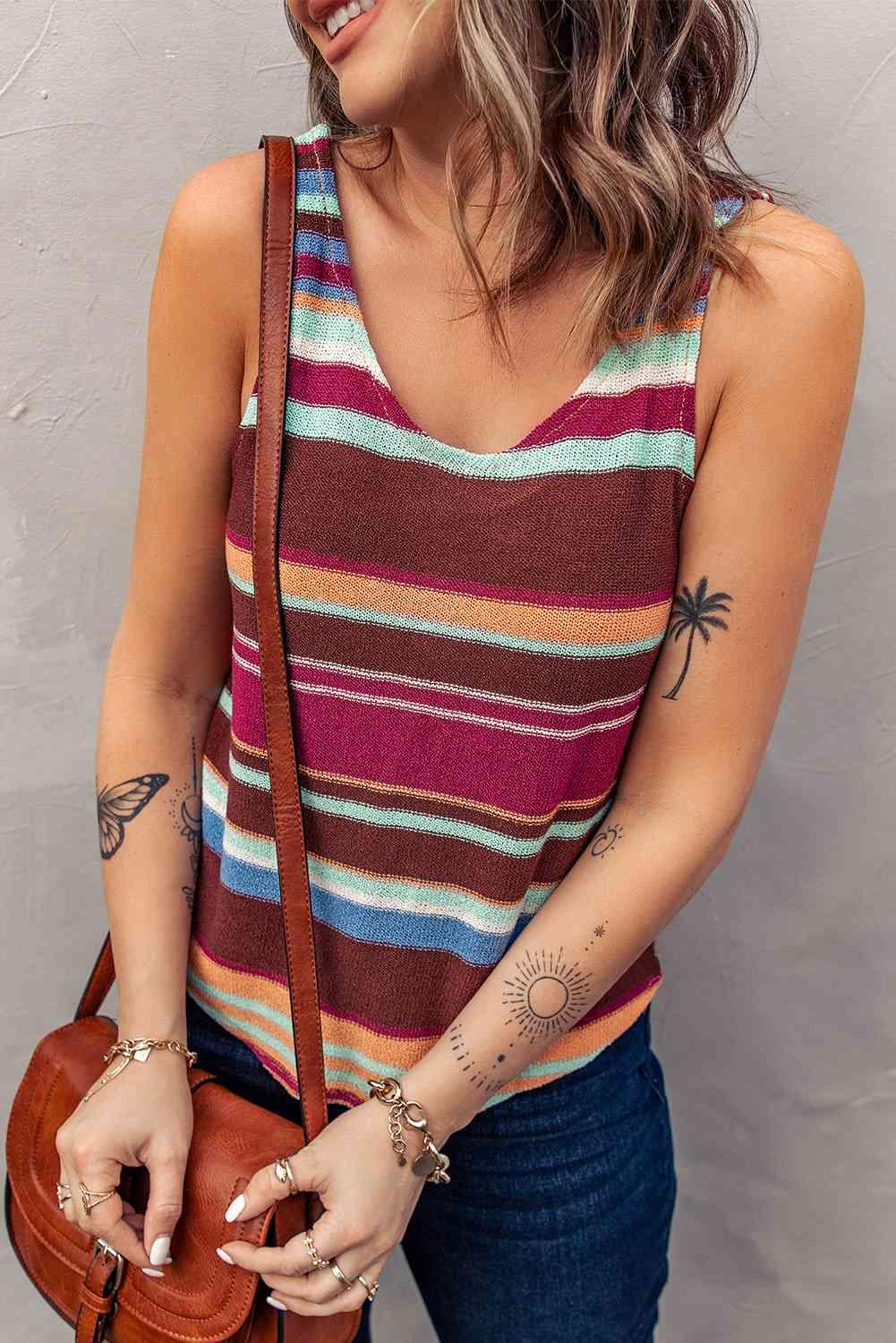 Striped Scoop Neck Tank - Immenzive