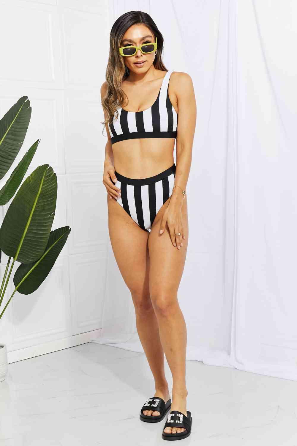 Striped Tank High Waist Bikini - Immenzive