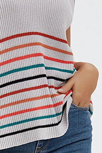 Striped V-Neck Wide Strap Tank - Immenzive