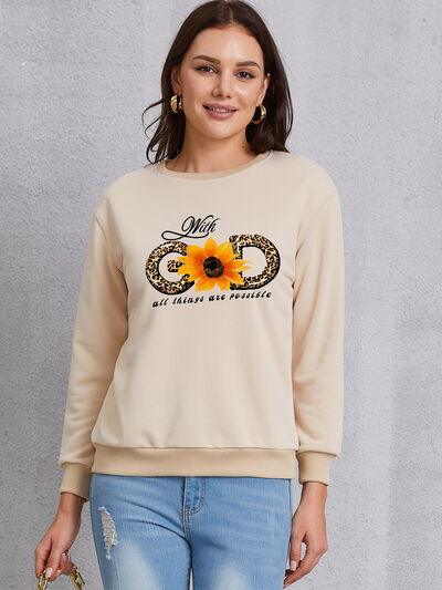 Sunflower Round Neck Dropped Shoulder Sweatshirt - Immenzive