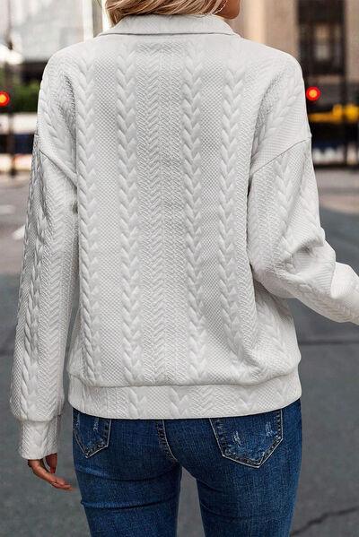 Textured Half Zip Dropped Shoulder Sweatshirt - Immenzive