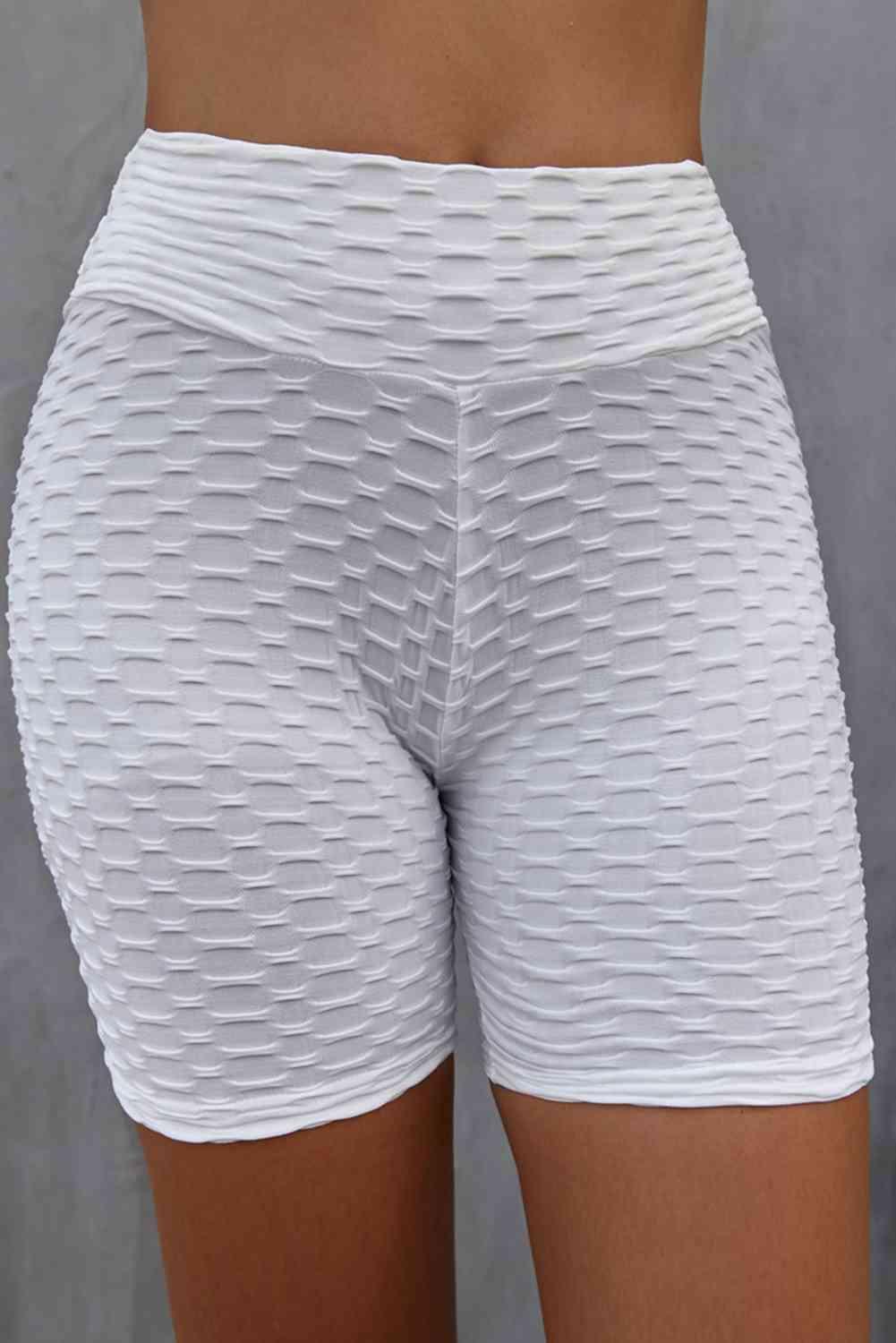 Textured High Waisted Biker Shorts - Immenzive