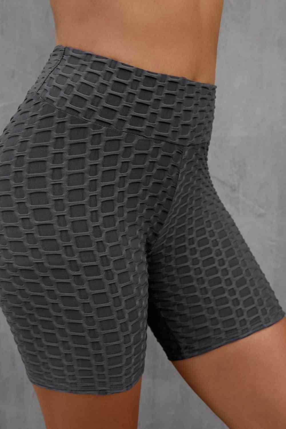 Textured High Waisted Biker Shorts - Immenzive