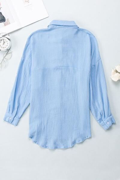 Textured Pocketed Button Up Shirt - Immenzive