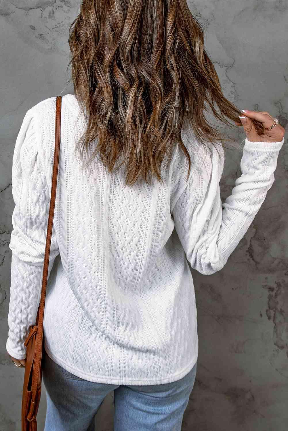 Textured Puff Sleeve Knit Top - Immenzive