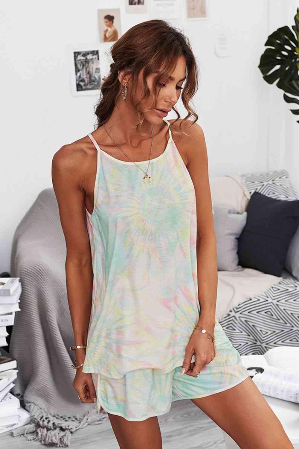 Tie-Dye Cami and Shorts Lounge Set - Immenzive