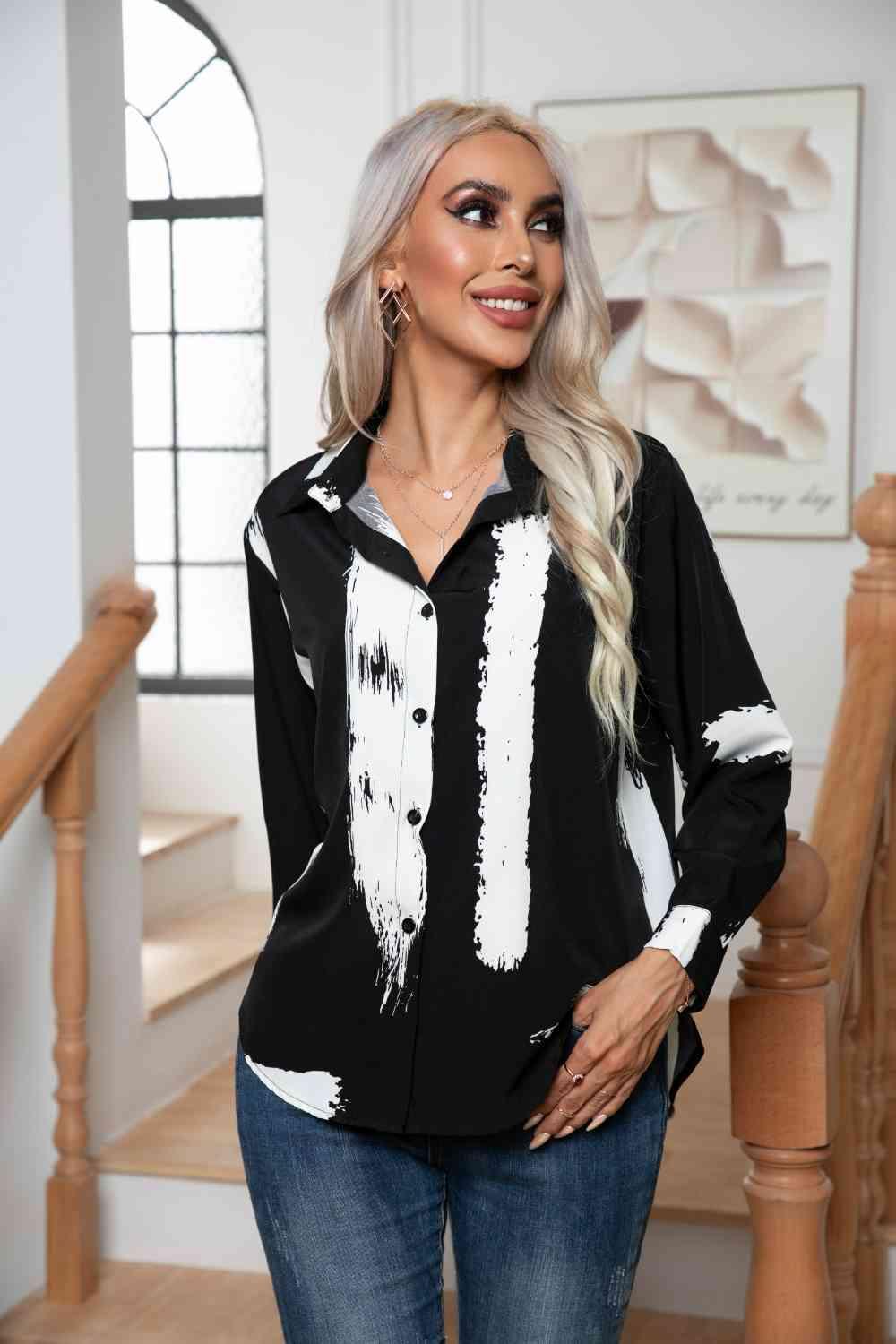 Tie-Dye Collared Neck Buttoned Shirt - Immenzive