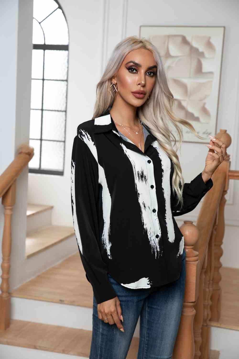 Tie-Dye Collared Neck Buttoned Shirt - Immenzive