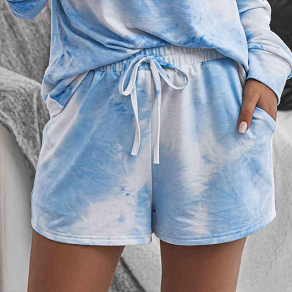 Tie-Dye Drawstring Shorts with Pockets - Immenzive