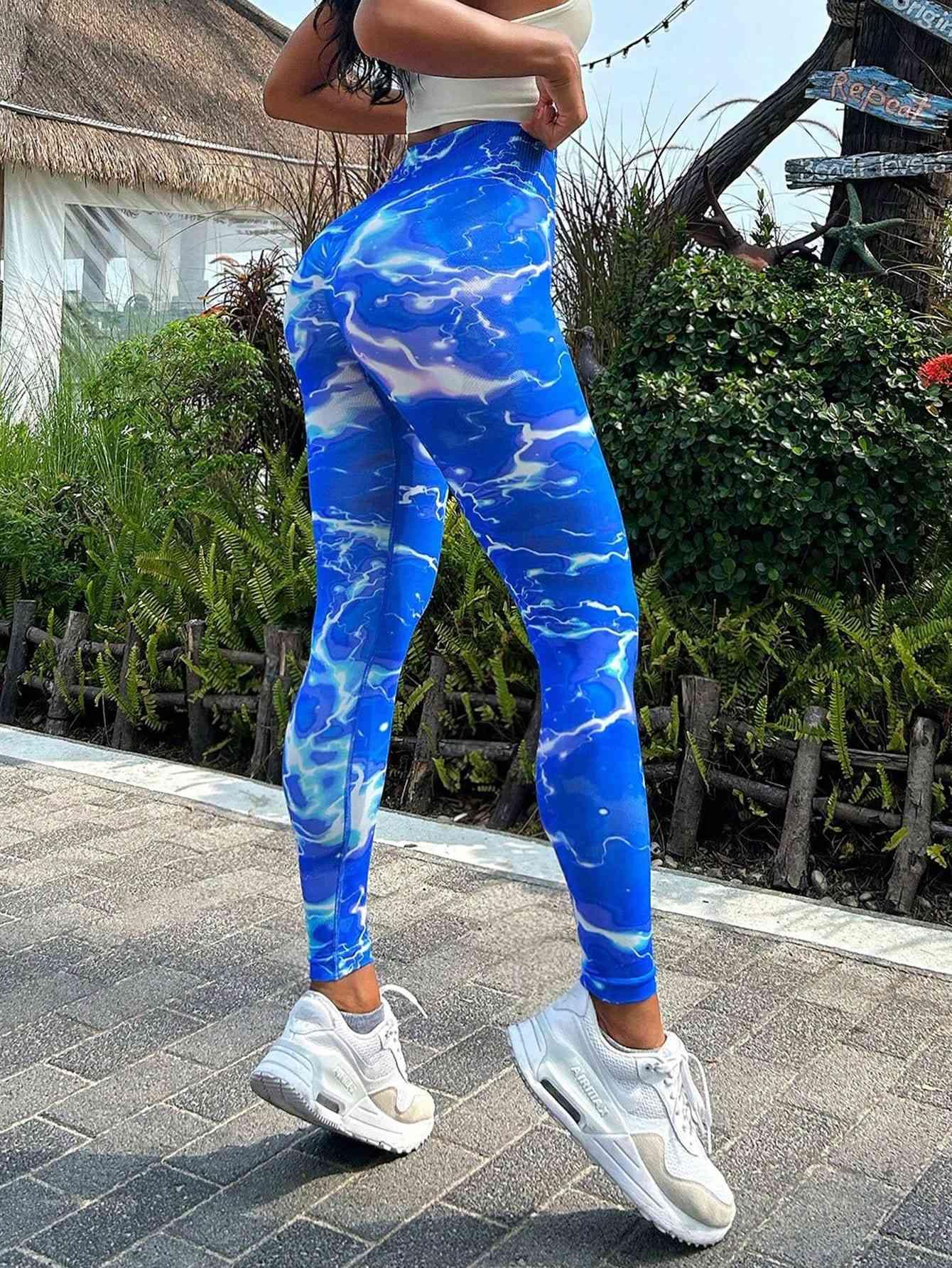 Tie-dye Slim Fit High Waistband Long Active Pants - Immenzive