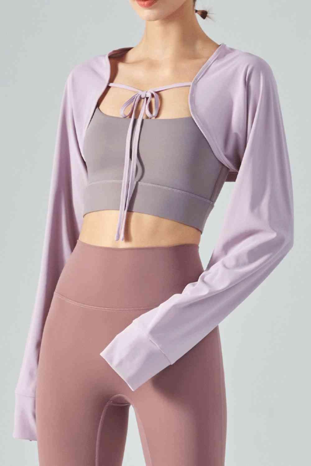 Tie Front Long Sleeve Sports Bolero - Immenzive