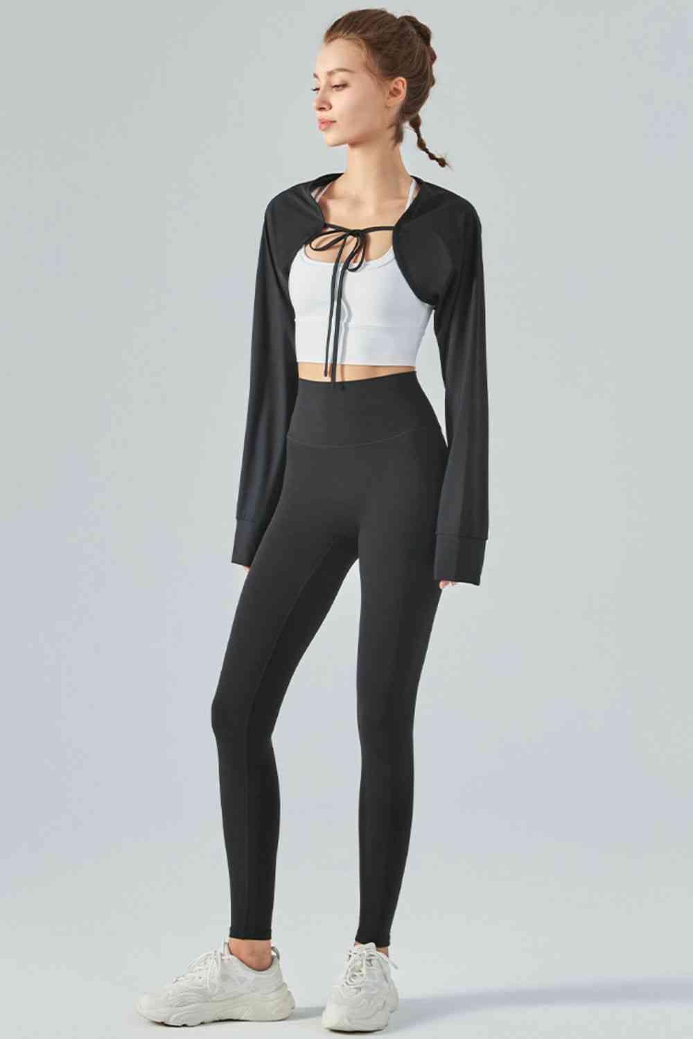 Tie Front Long Sleeve Sports Bolero - Immenzive