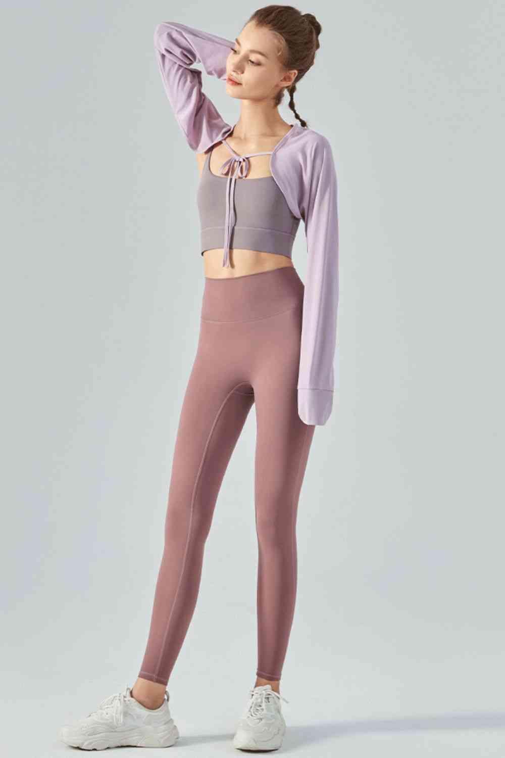 Tie Front Long Sleeve Sports Bolero - Immenzive