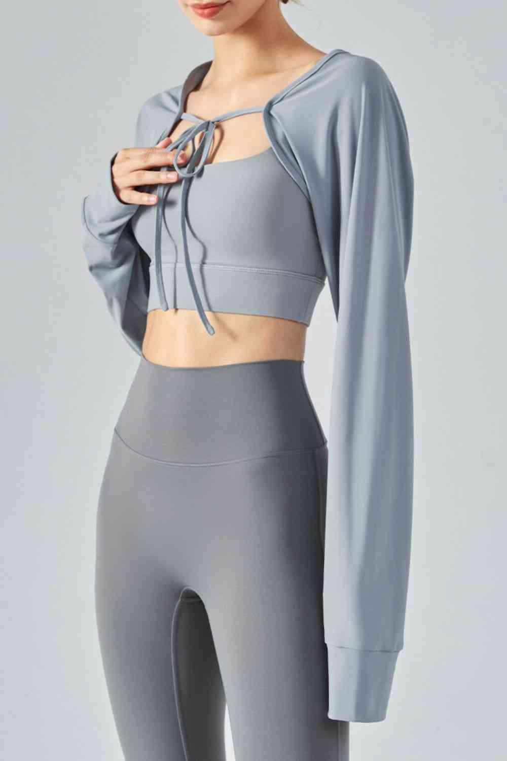Tie Front Long Sleeve Sports Bolero - Immenzive